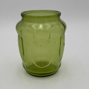 Vintage L E Smith Avocado Green Glass Jar Vase 5.5" Tall